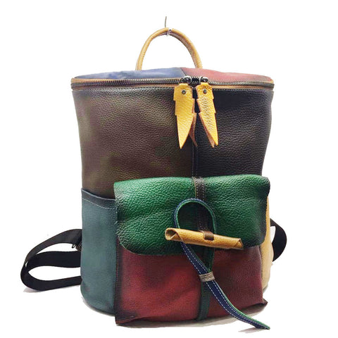 Handcrafted colorful Leather backpack