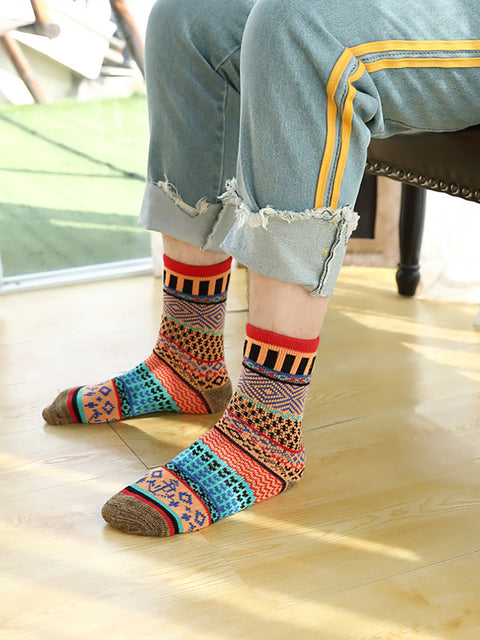 Female Knitted Casual Vintage Thick Warm Cotton Socks