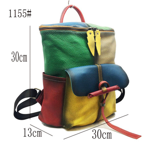 Handcrafted colorful Leather backpack